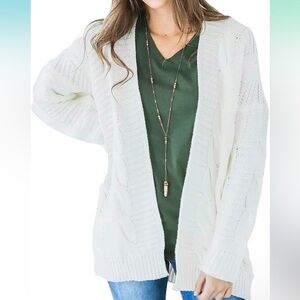 White chunky knit cardigan